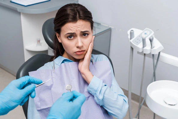 A patient receiving treatment in a dental clinic