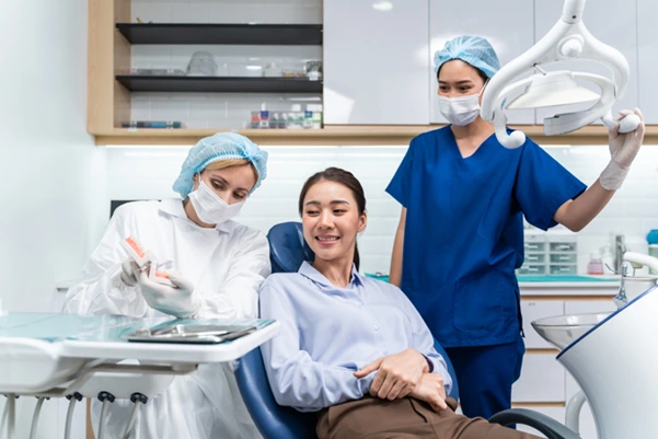 Patient receiving dental care during their first visit